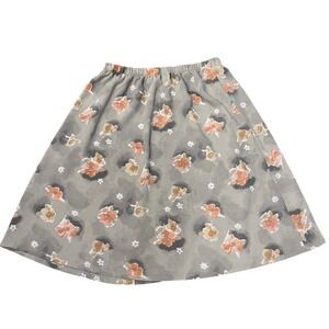 Promises Petite Floral A-Line Skirt Gray Floral Orange Blossom Made‎ in USA 14P